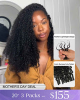 eullair Feather Crochet Curly Hair - 3C-4A Kinky Coily 100% Human Hair Pre-Looped