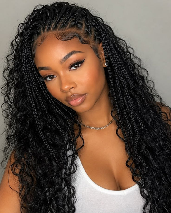 eullair Burmese Curly Boho Human Hair for Braiding Hair Bulk Remy Hair Extensions for Women 100G/Pack No Weft Natural Black
