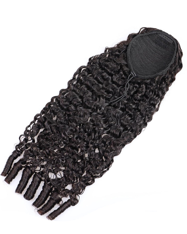 eullair Burmese Curly Adjustable Human Hair Drawstring Ponytail Curly Hair Extensions For Black Women