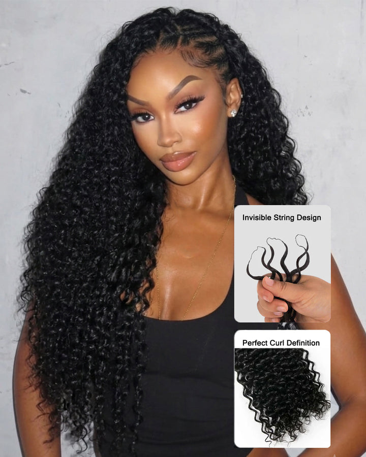 eullair Water Wave Human Hair Crochet Extensions - Pre-Looped For Boho Style