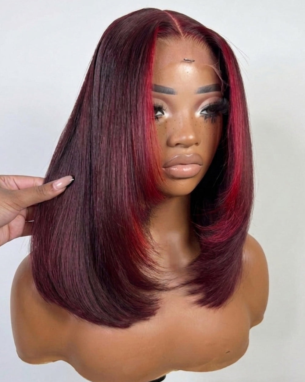 eullair Highlight Dark 99J  Burgundy Bob Wig Soft Layered 2x6 Lace Frontal Glueless Wig