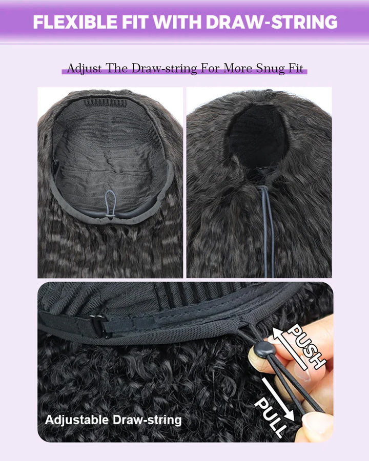 eullair T1B/4 Chocolate Ombre Brown Curly Bob Wig Kinky Texture Soft Fluffy Human Hair Wig