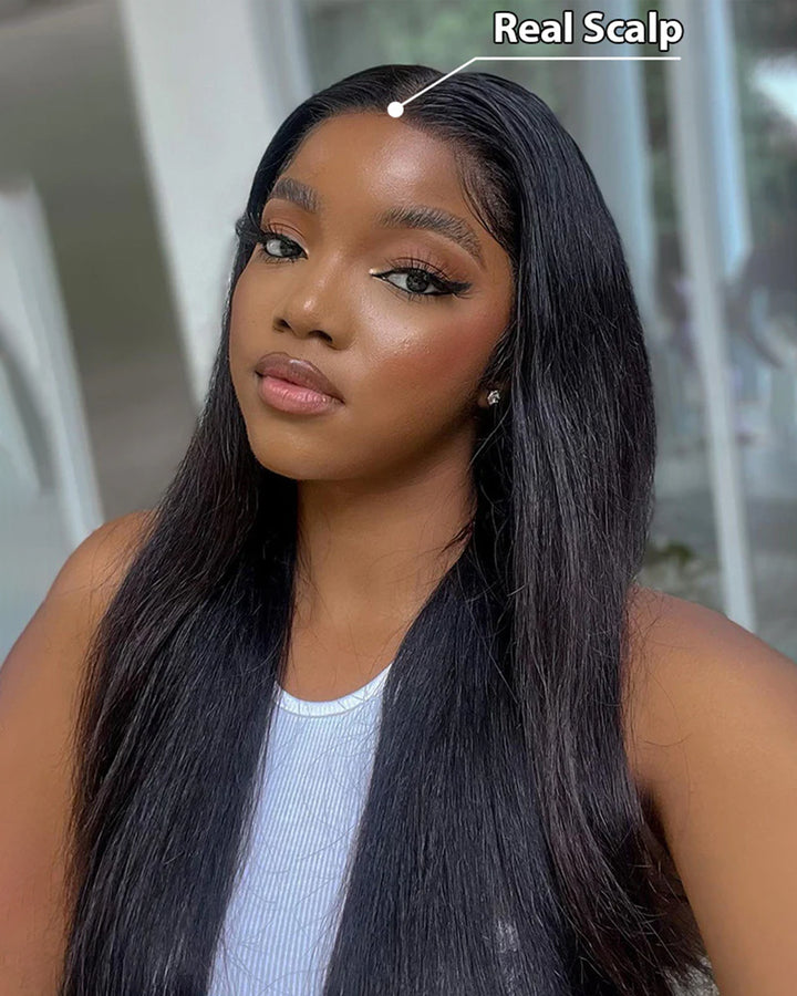 eullair Glueless V Part Wig With Elastic Drawstring Straight Human Hair Wig Beginner Friendly No Leave Out No Gel