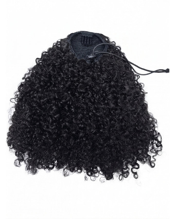 eullair Kinky Curly 3C-4A Human Hair Drawstring Ponytail Curly Hair Extensions For Black Women