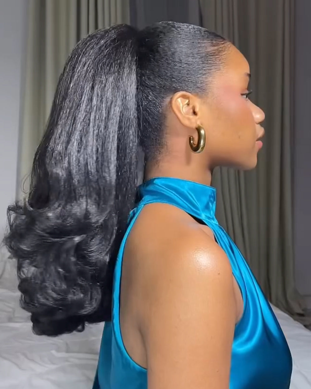 eullair Kinky Straight Curl End Human Hair Drawstring Ponytail Adjustable Instant Volume 100% Human Hair Extensions For Black Women