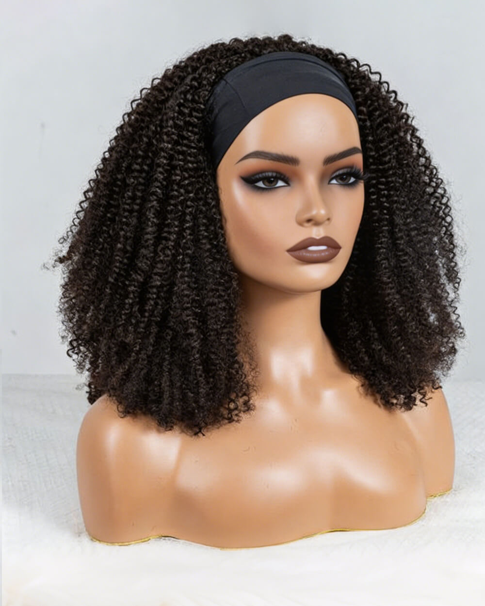 eullair Kinky Curly Headband Wig Ice Silk Band Natural Look Beginner Friendly