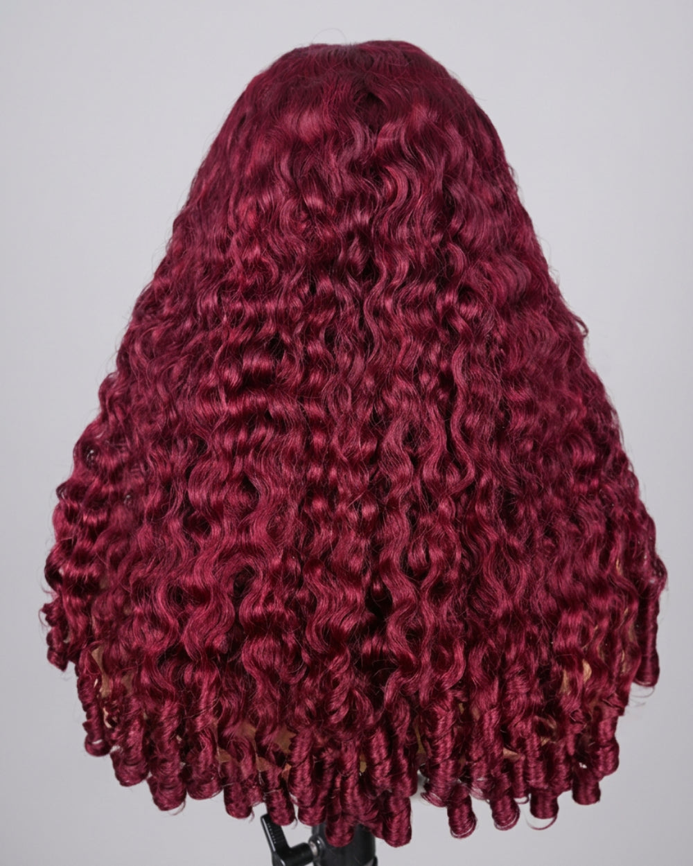 eullair 99J Burgundy Red Burmese Curly Super Double Drawn Wigs 13x6 6X4 13X4 Glueless Wigs 250% Density Drawstring Wig