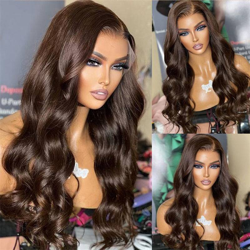 13x4 Transparent Lace Wig | eullair Perfect Chocolate Brown Frontal Wig For Brown Skin Women