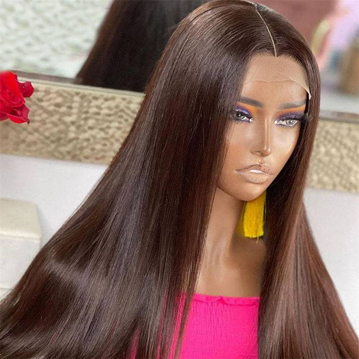 13x4 Transparent Lace Wig | eullair Perfect Chocolate Brown Frontal Wig For Brown Skin Women