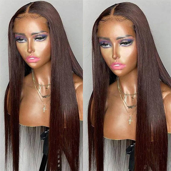 13x4 Transparent Lace Wig | eullair Perfect Chocolate Brown Frontal Wig For Brown Skin Women