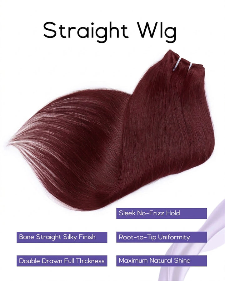 eullair 15A 99J Burgundy Red Straight Human Hair Bundles Virgin Unprocessed Raw 100% Human Hair Extensions