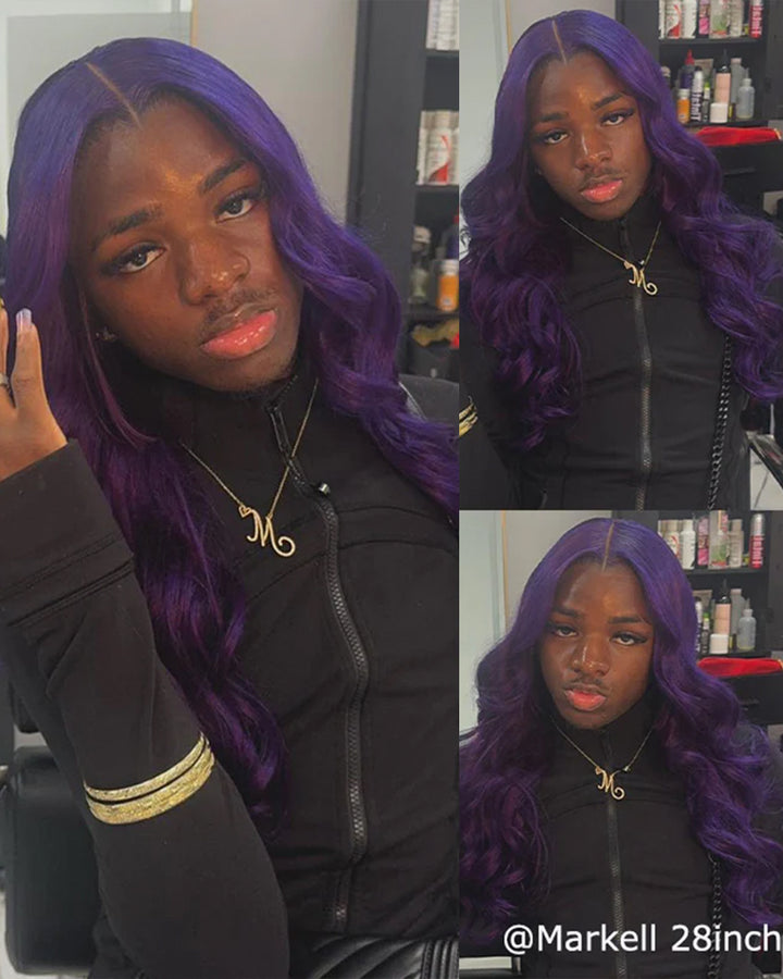 eullair Indigo Purple Body Wave Lace Frontal Wig 13x4 13x6 Colored Human Hair Wigs For Women