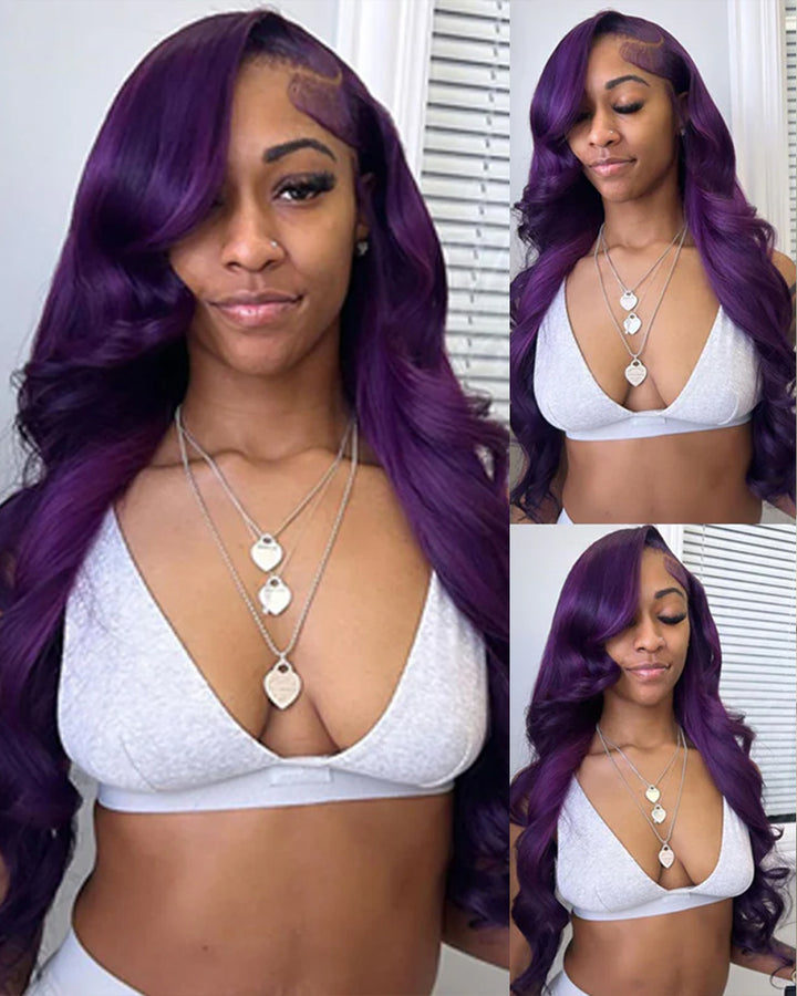 eullair Indigo Purple Body Wave Lace Frontal Wig 13x4 13x6 Colored Human Hair Wigs For Women
