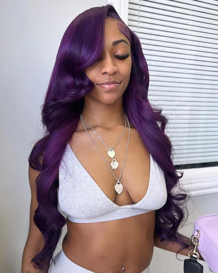 eullair Indigo Purple Body Wave Lace Frontal Wig 13x4 13x6 Colored Human Hair Wigs For Women