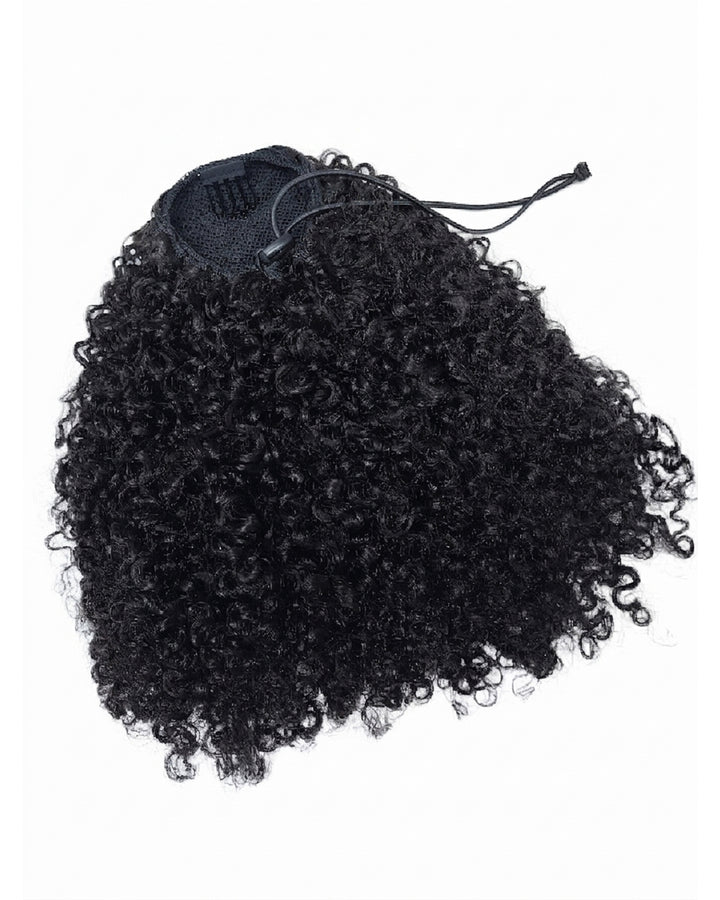 eullair Kinky Curly 3C-4A Human Hair Drawstring Ponytail Curly Hair Extensions For Black Women