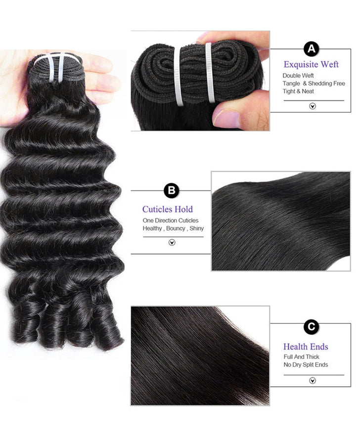 eullair 15A Burmese Loose Deep Wave With Spiral Ends Raw Human Hair Bundles Virgin Unprocessed Raw 100% Human Hair Extensions