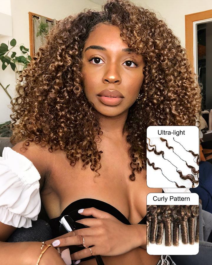 eullair #4 Chocolate Brown Burmese Curly Crochet Hair Lightweight Defined Curl Pattern Natural Look