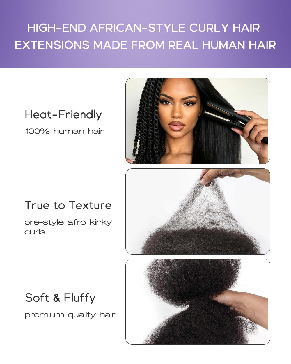 eullair 100% Human Hair Bulk for Mini Twist Braiding & Dreadlocks Upgraded- Natural Black Afro Kinky Texture