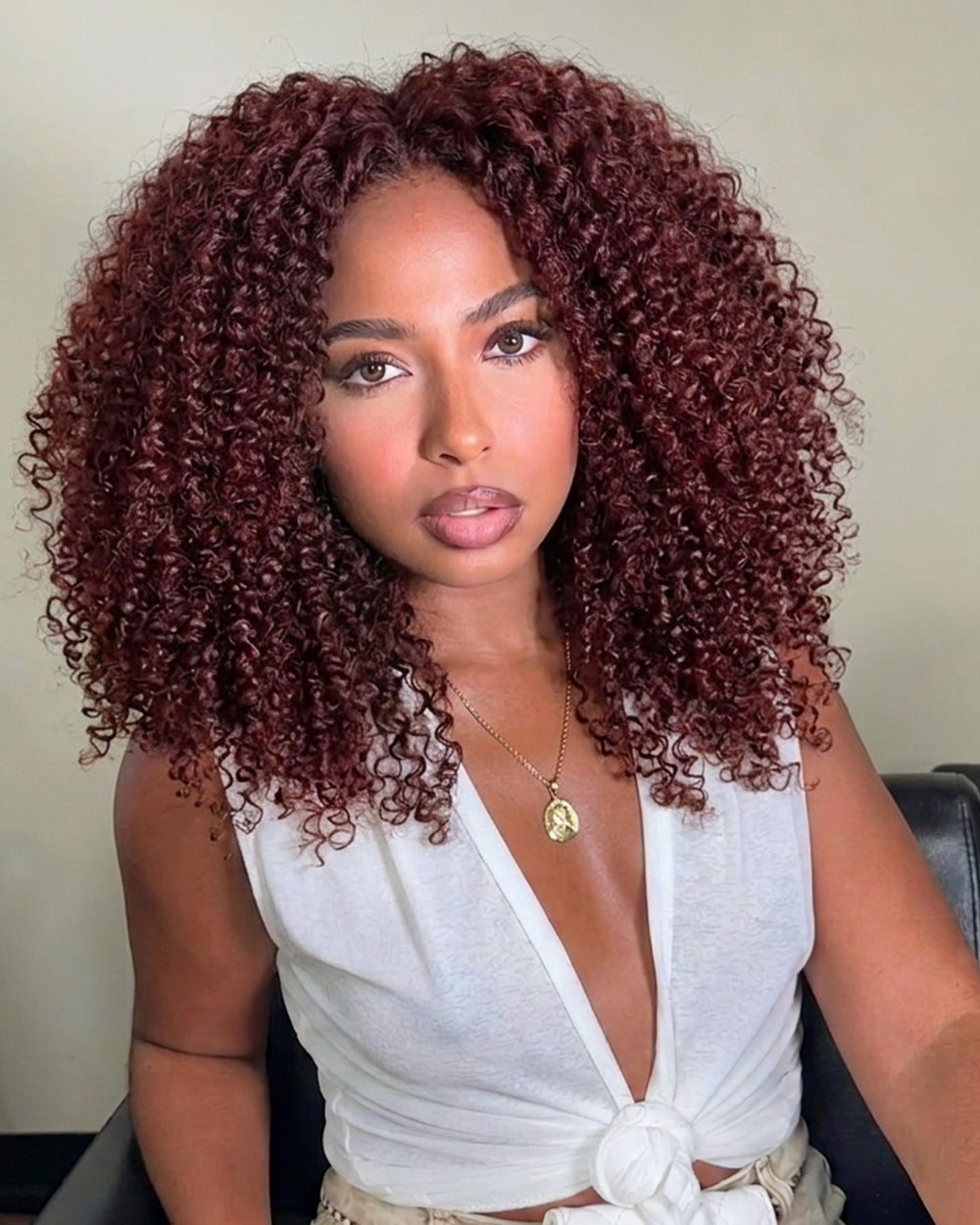eullair 100% Human Hair Burmese Curly Crochet Hair - #33 Reddish Brown Boho Braids, Pre-Separated, Time-Saving
