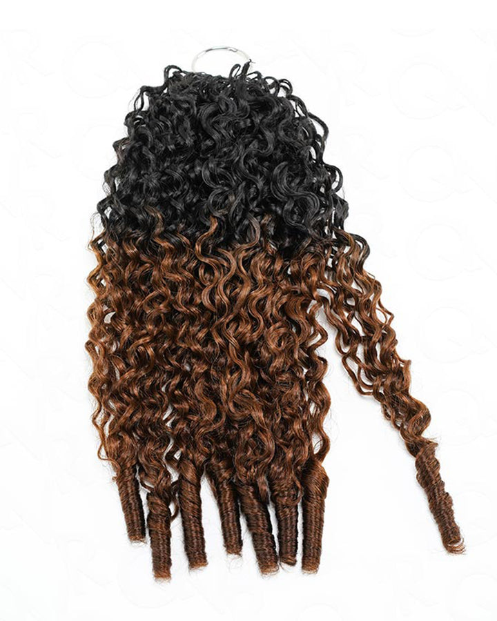 eullair T1B/30 Burmese Curly Crochet Hai 100% Human Hair r-Ombre Brown Boho Braids, Pre-Separated, Time-Saving