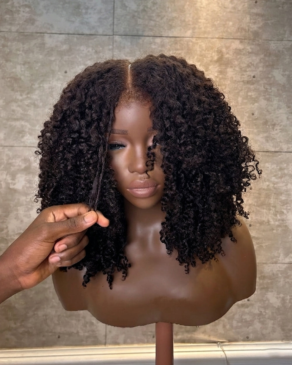 eullair Kinky Curly 4C Edges Invisi Strap Snug Fit Laid Flat 360 Transparent Lace Wig with Curly Baby Hair All