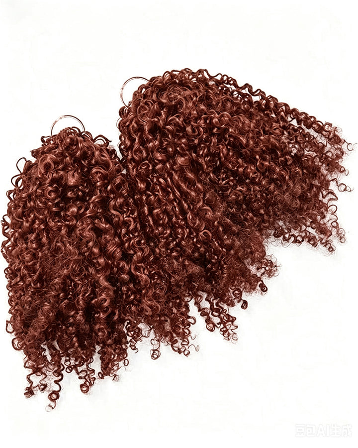 eullair 3C-A4 Kinky Curly Crochet Hair - 100% Human Hair, #33 Reddish Brown, Miracle Knots for Natural Style
