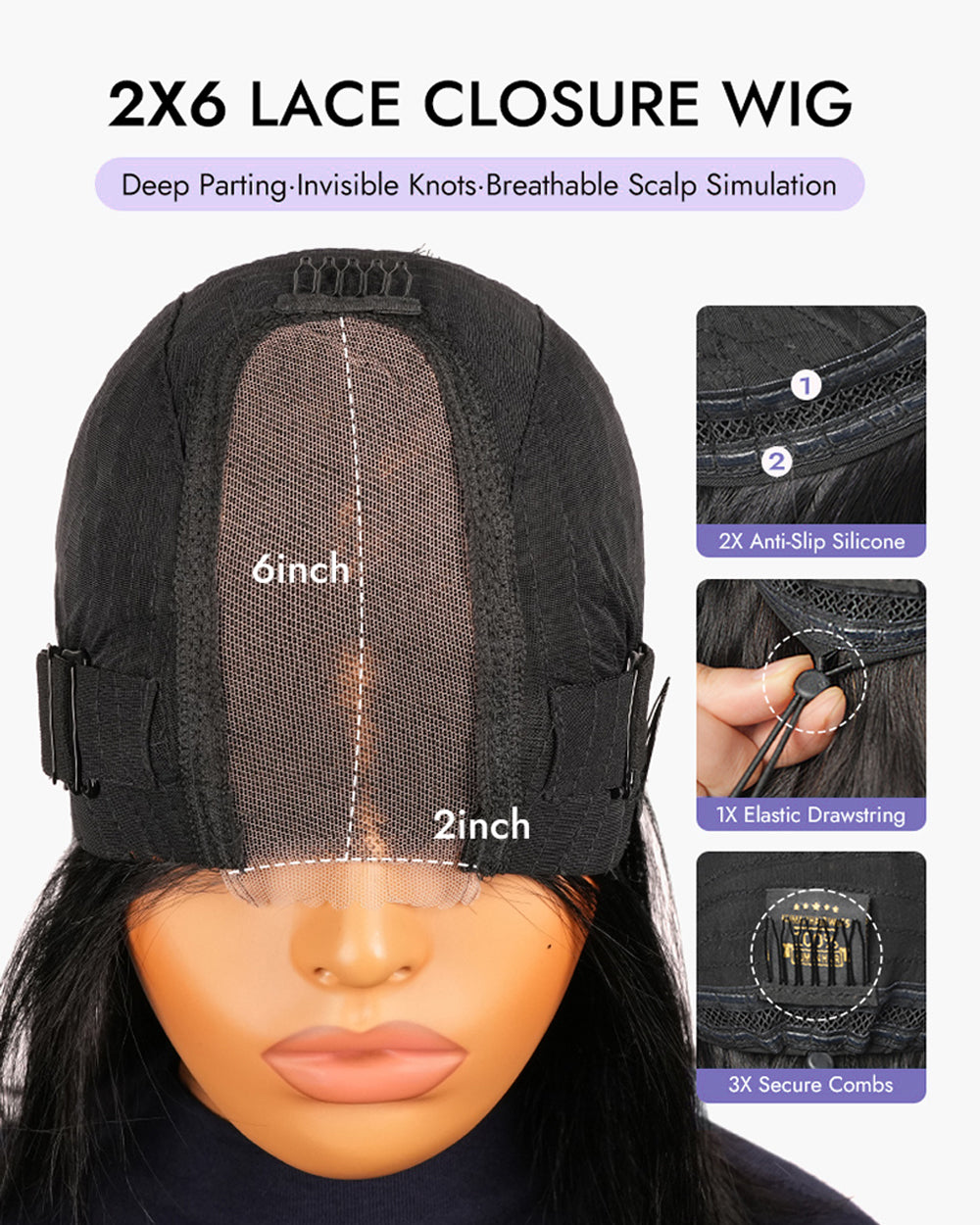 All Texture|eullair Burmese Curly Kim K 2x6 Lace Closure Wig Human Hair Wig Transparent Lace Wig
