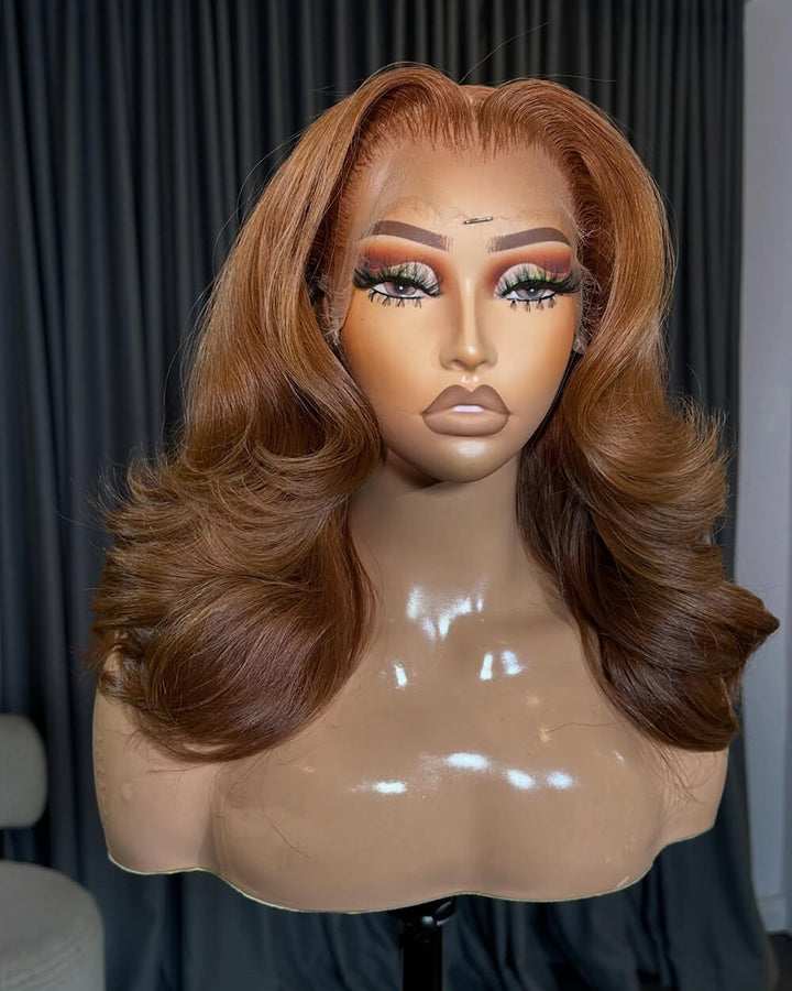 eullair Brown Colored Glueless Lace Front Wigs Loose Wave Wavy 13x4 Lace Frontal Human Hair Wigs Brazilian Virgin Hair Body Wave Lace Wig