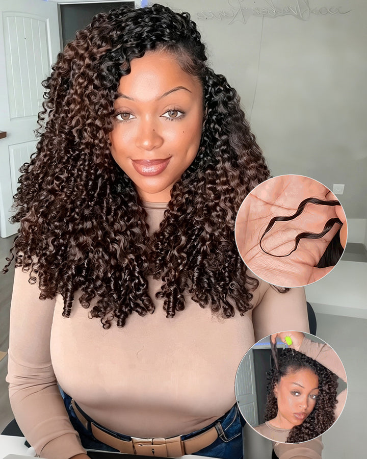 eullair T1B/4 Ombre Luxury 100% Human Hair Burmese Curls | Pre-Separated Boho Braiding Hair