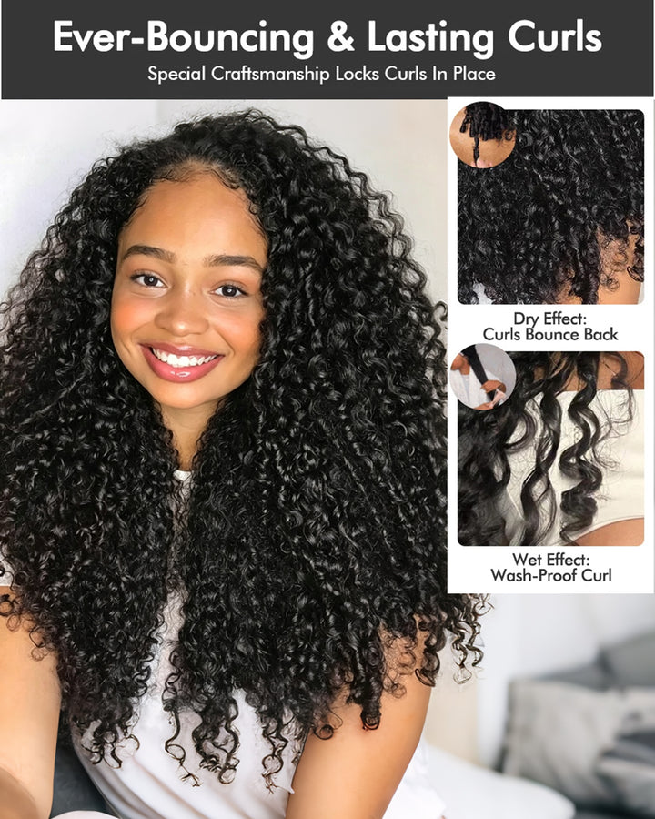 eullair Burmese Curly Raw Cambodian Hair Bundles Extensions 3/4 Pcs with 4x4 5x5 13x4 Closur/Frontal for Sew In Quick Weave Double Drawn Thick Ends Ultra