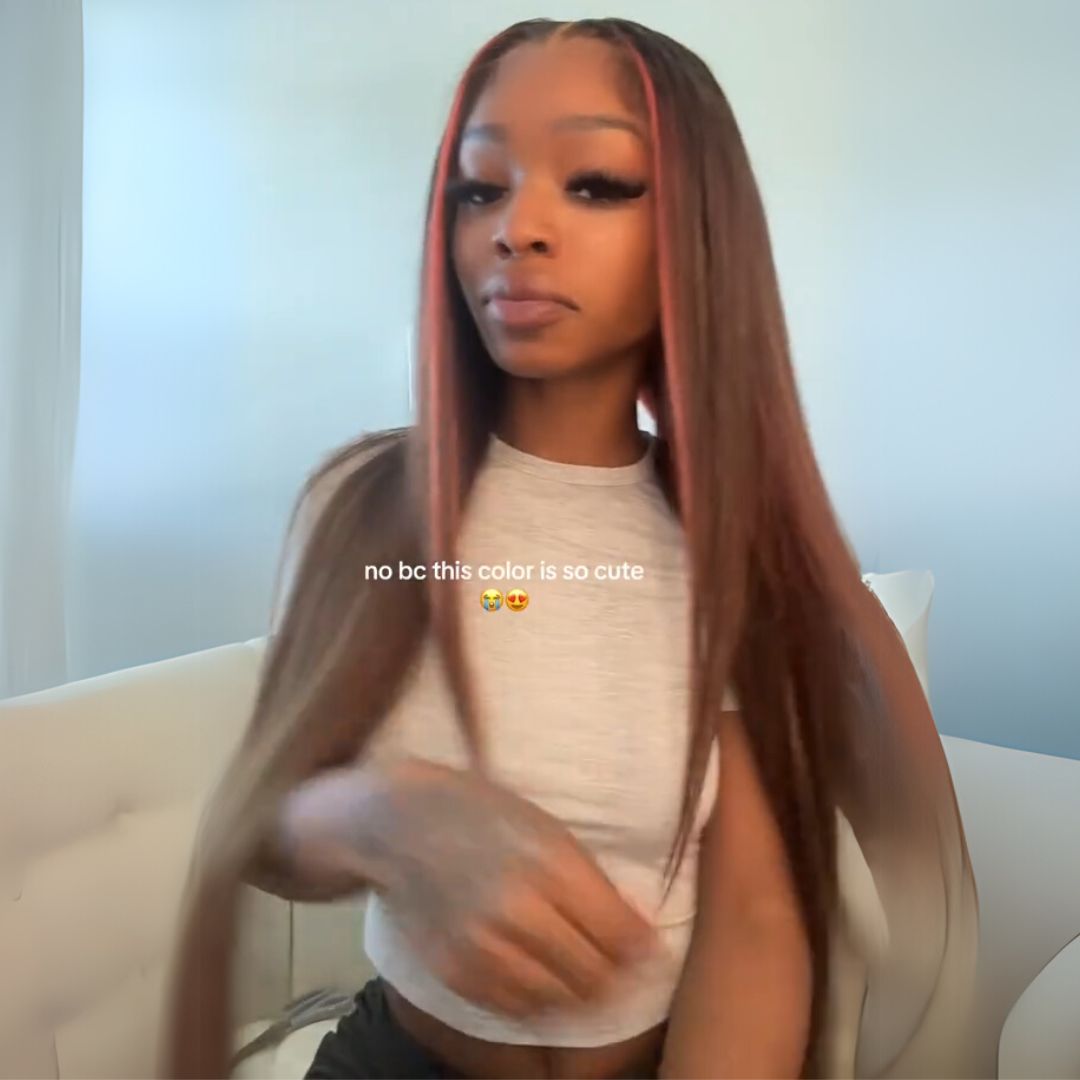 eullair Multi Colored Lace Front Wig Brown with Mixed Orange Yellow Human Hair Wig Body Wave Glueless Wig( EW009 )