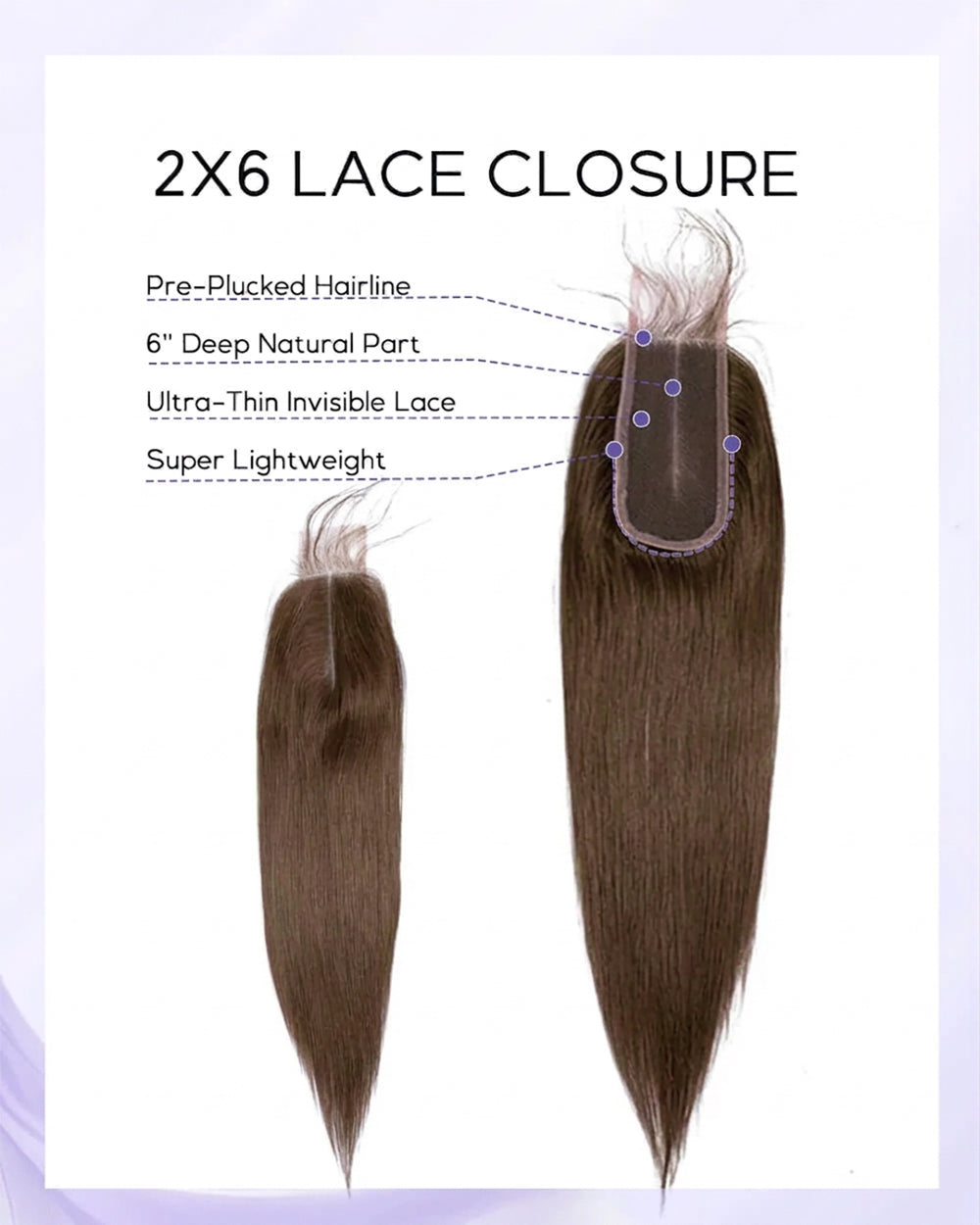 eullair #4 Brown Color Raw Hair Straight 3 Bundles with 2x6 Closure 100% Human Hair Bundles