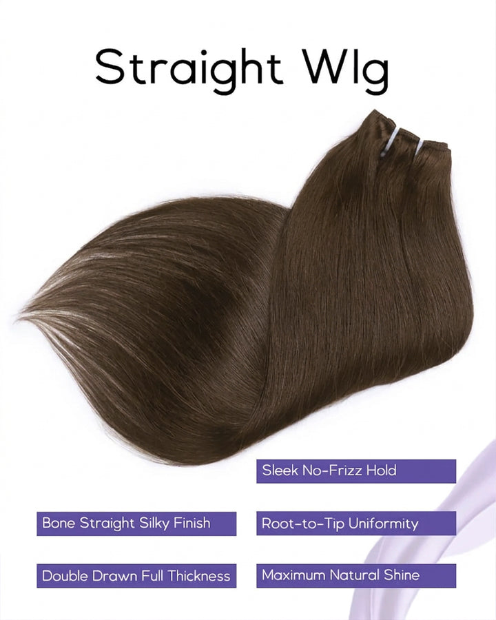 eullair 15A #4 Silky Straight Brown Human Hair Bundles Virgin Unprocessed Raw 100% Human Hair Extensions
