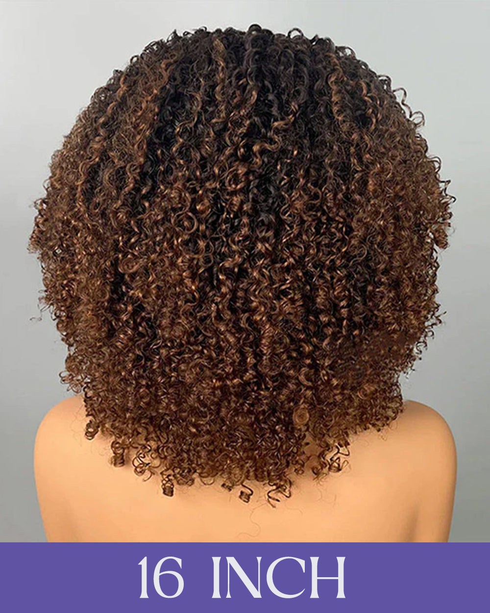 eullair T1B/4 Chocolate Ombre Brown Curly Bob Wig Kinky Texture Soft Fluffy Human Hair Wig