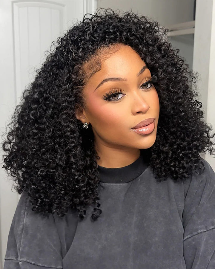 eullair 3 in 1 Half Wig Burmese Curly Beginner Friendly No Glue Easy Install