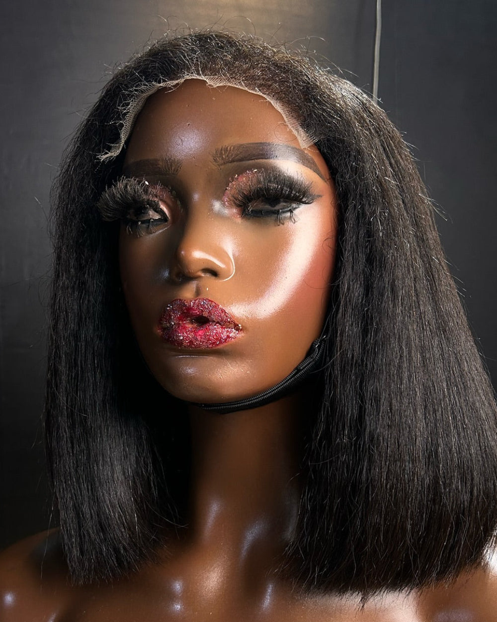 eullair 4C Edges Hairline Kinky Straight Glueless 6×4 Gluless Lace Short Bob Wig|200% Density