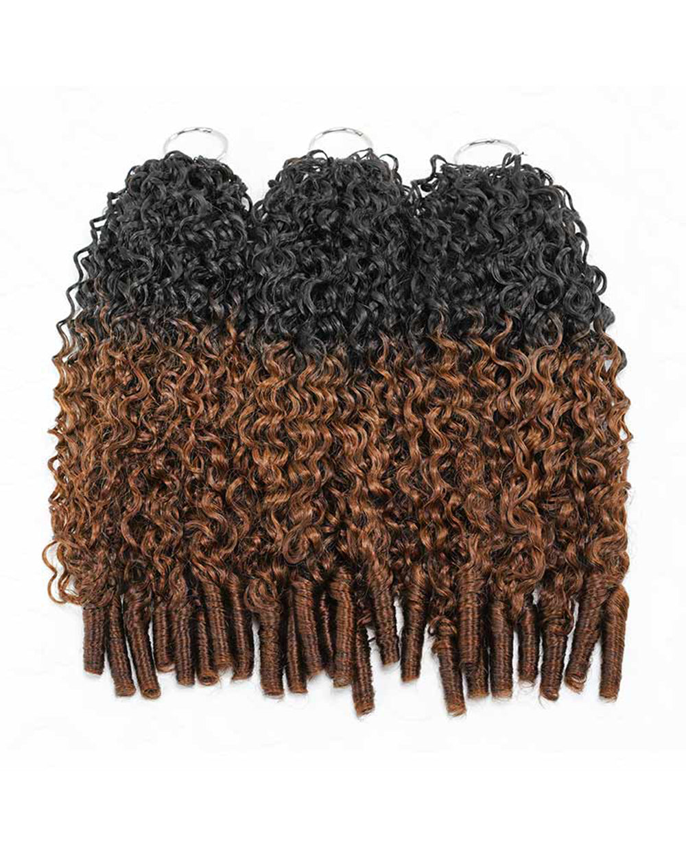 eullair T1B/30 Burmese Curly Crochet Hai 100% Human Hair r-Ombre Brown Boho Braids, Pre-Separated, Time-Saving