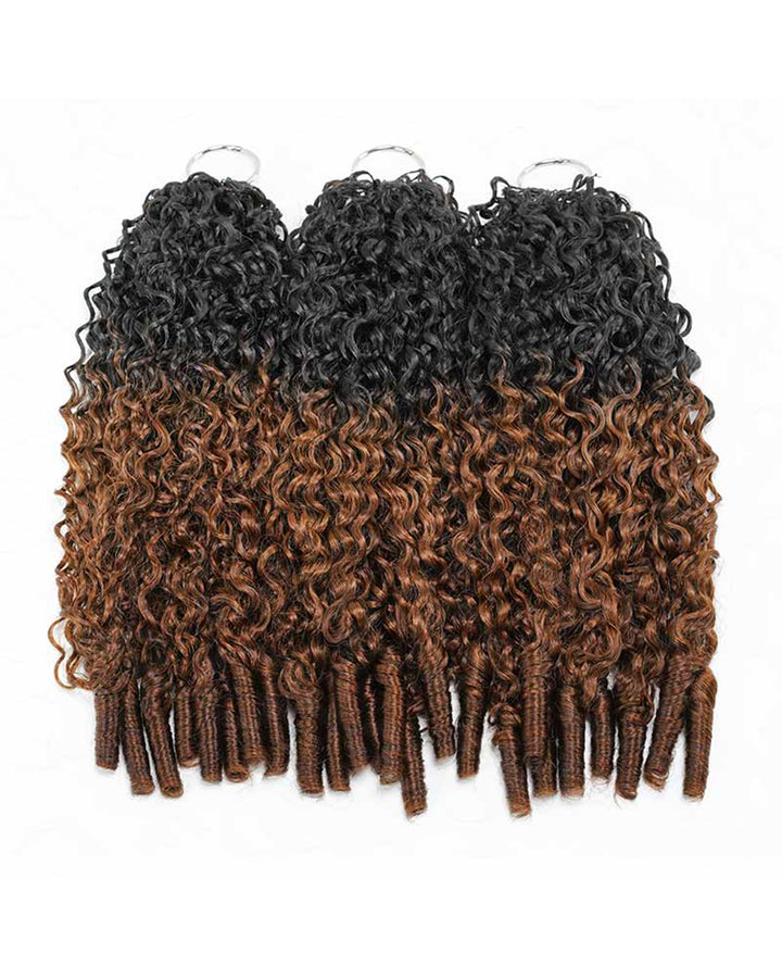 eullair T1B/30 Burmese Curly Crochet Hai 100% Human Hair r-Ombre Brown Boho Braids, Pre-Separated, Time-Saving