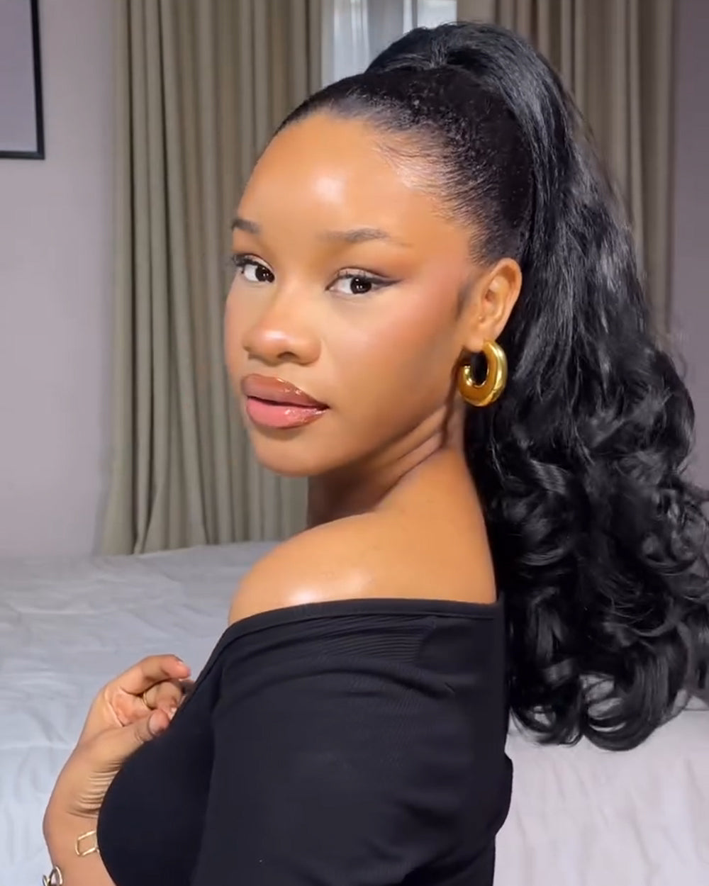 eullair Kinky Straight Curl End Human Hair Drawstring Ponytail Adjustable Instant Volume 100% Human Hair Extensions For Black Women