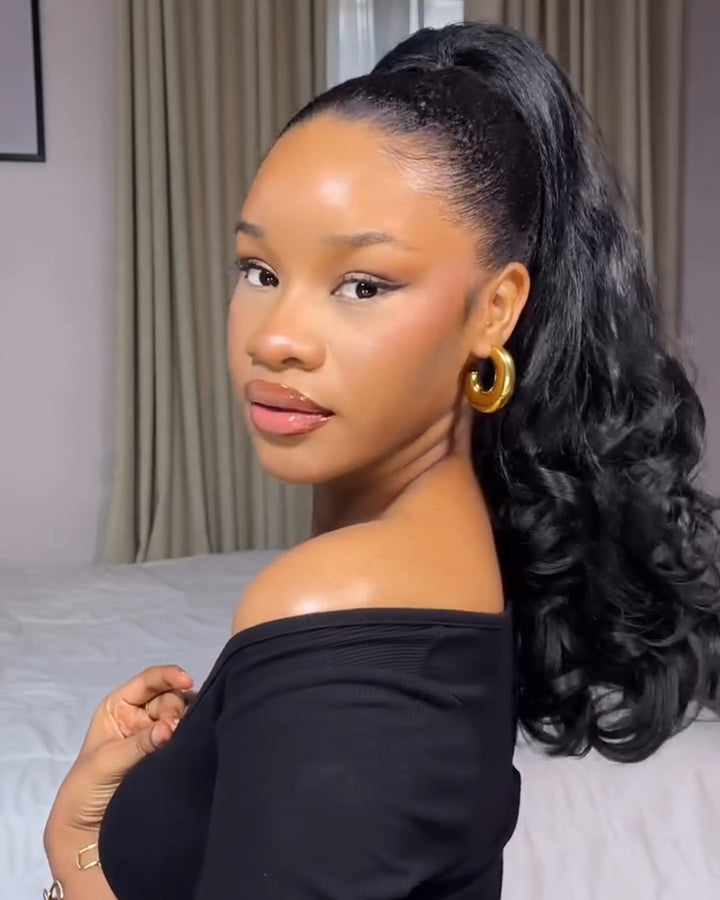 eullair Kinky Straight Curl End Human Hair Drawstring Ponytail Adjustable Instant Volume 100% Human Hair Extensions For Black Women