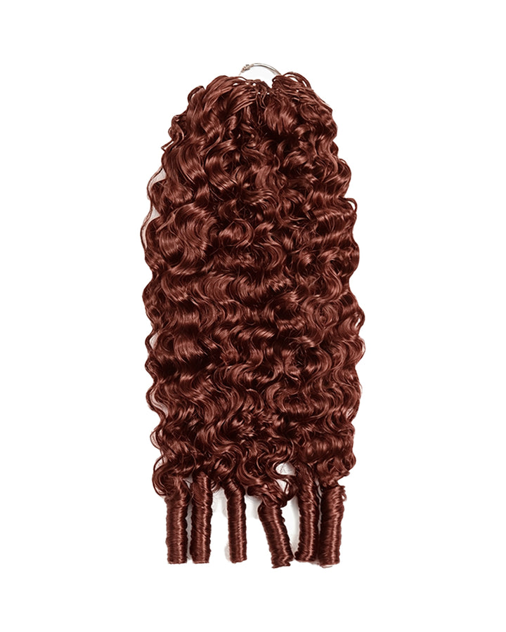 eullair 100% Human Hair Burmese Curly Crochet Hair - #33 Reddish Brown Boho Braids, Pre-Separated, Time-Saving