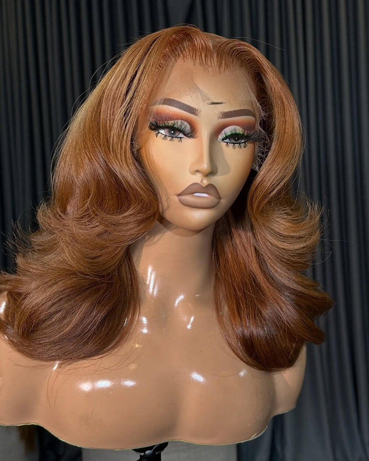 eullair Brown Colored Glueless Lace Front Wigs Loose Wave Wavy 13x4 Lace Frontal Human Hair Wigs Brazilian Virgin Hair Body Wave Lace Wig