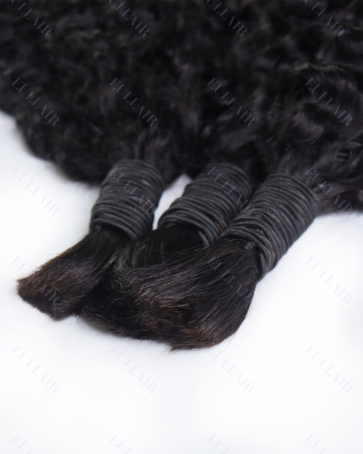 eullair Burmese Curly Boho Human Hair for Braiding Hair Bulk Remy Hair Extensions for Women 60G/Pack No Weft Natural Black