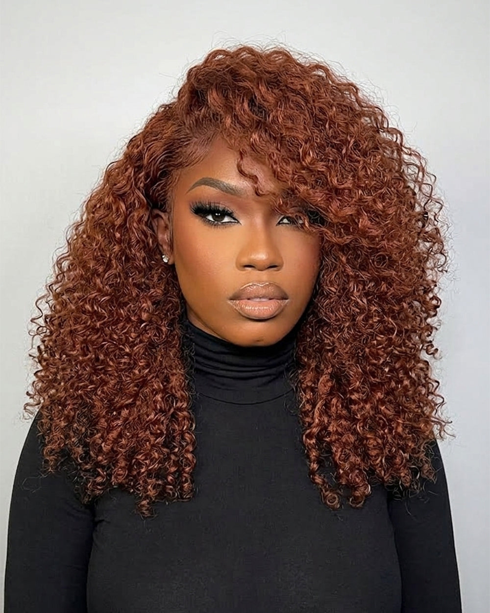 eullair 3 IN 1 Half Wig Reddish Brown Burmese Curly Wig Curly Texture Soft Fluffy Human Hair Wig