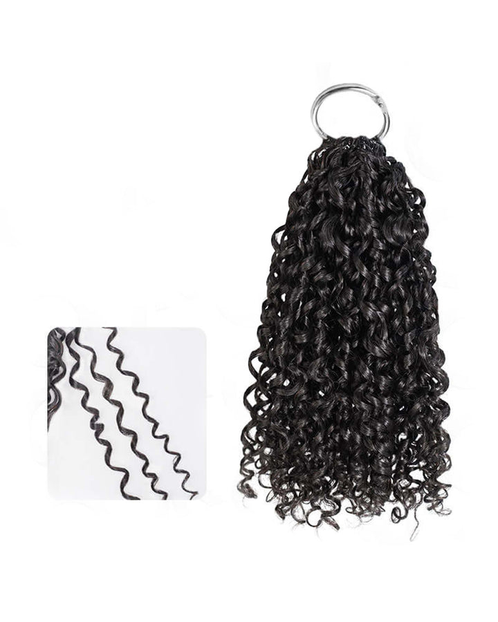eullair Pixie Curly Feather Crochet Spiral Curl Human Hair Extensions - Pre-Looped For Miracle Knots