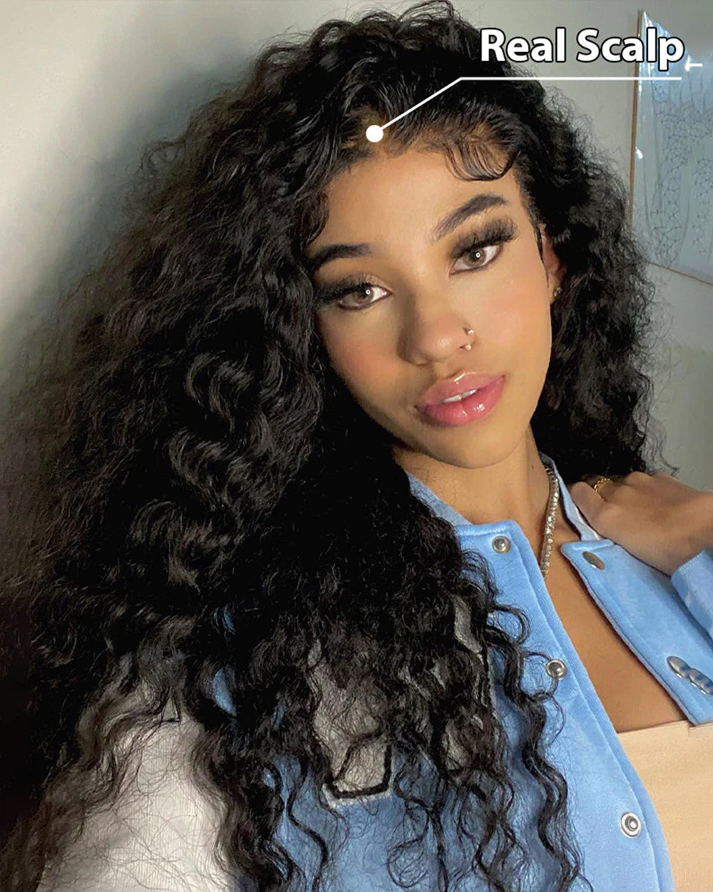 eullair Deep Wave V Part Wig With Elastic Drawstring Human Hair Wig Beginner Friendly No Leave Out No Gel