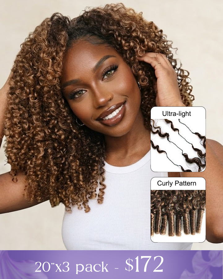 eullair #4 Chocolate Brown Burmese Curly Crochet Hair Lightweight Defined Curl Pattern Natural Look