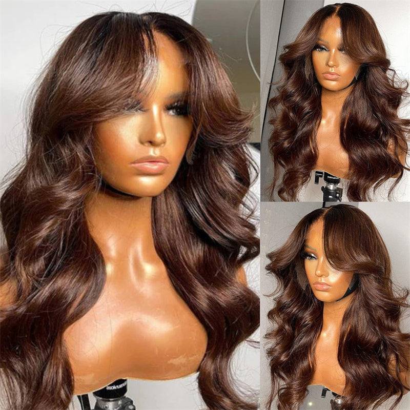 13x4 Transparent Lace Wig | eullair Perfect Chocolate Brown Frontal Wig For Brown Skin Women