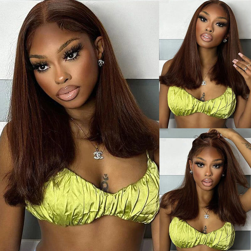 eullair Pre Styled New Retro Fipped Ends Wig Medium Length 13x4 Lace Frontal Human Hair Wigs