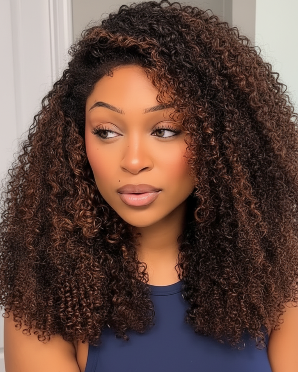 Eullair 360 Kinky Curly Drawstring Strap 360 Wig Glueless Invisi-Strap Snug Fit & Pre-Plucked Natural Hairline